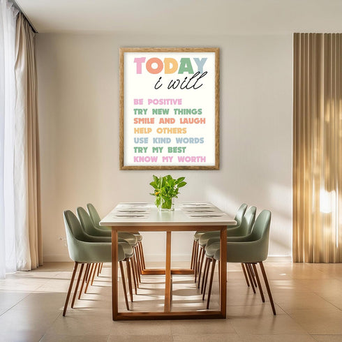 Posterizer 1 pcs-Growth Mindset Positive daily reminders-today I will-Teachers & Classrooms-Motivational & Inspirational Art-Gift for Daughter, So...